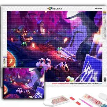 5D Diy Алмазная картина Хэллоуин Тыква и Замок Ведьмы Вышивка крестиком Полная Алмазная вышивка Мозаика Full Round 20X30CM