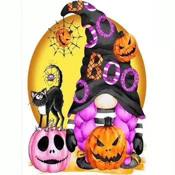 5d Diy Алмазная картина Хэллоуин Тыква Кошка Вышивка Полный круглый Стразы Мозаика Животное Украшение дома Diy Подарок 30x40cm/12x16inch 30x40cm NO Frame