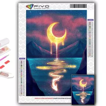 5D Diy Алмазная картина Художественная луна и звездное небо Вышивка крестиком Полная алмазная вышивка Мозаика Full Round 20X30CM