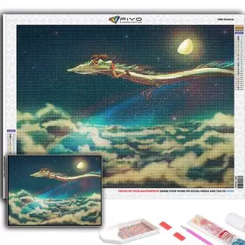 5D DIY Алмазная картина Художественная луна и звездное небо Вышивка крестиком Алмазная вышивка Мозаика Домашний деко Full Round 20X30CM