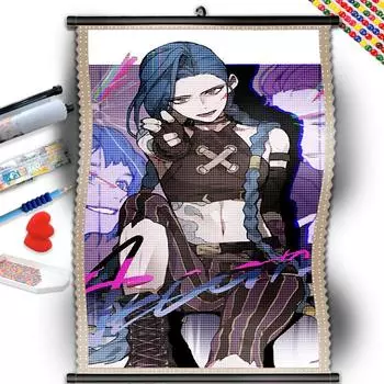 5D Diy Алмазная картина Игровой персонаж Джинкс Вышивка крестом Полный Алмазная вышивка Мозаика Full Round 20x40CM