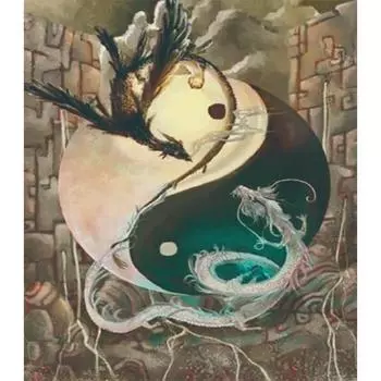 5D DIY Алмазная картина Инь и Ян Животные Алмазная вышивка Полный набор мозаики Вышивка крестиком Домашний декор Подарки ручной работы Round 20x30cm