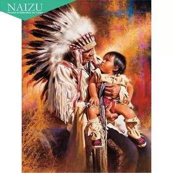 5D DIY Алмазная картина Индийский и ребенок Полный квадратный набор для вышивки крестом Мозаика 20X30CM