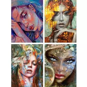 5D DIY Алмазная картина Искусство Картина маслом Женщина Алмазная вышивка Набор для вышивки крестом Полный горный хрусталь Мозаика Домашний декор Round 20x30cm