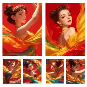 5D Diy Алмазная картина Испанское искусство Танцовщица Набор для вышивки крестом Фламенко Красавица Красная юбка Вышитая мозаика Декоративный подарок Full Round 20x30CM