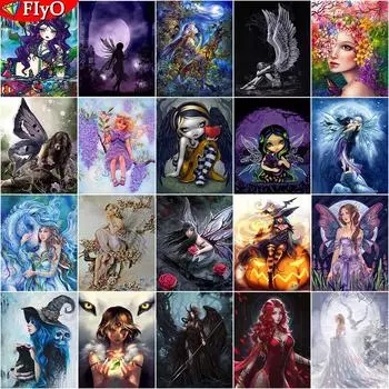 5D DIY Алмазная картина «Эльфы и ангелы», полная квадратная круглая Алмазная вышивка, мозаика с животными, зимнее рукоделие, искусство, подарок ручной работы Full Round 20X30CM красный