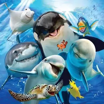 5D DIY Алмазная картина Киты Алмазная вышивка Мозаика Вышивка крестом Горный хрусталь украшения 30X30CM