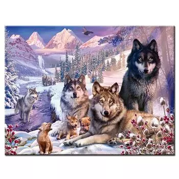5D DIY Алмазная картина Клан волка, набор для вышивки крестом, мозаика, алмазная вышивка, роза, полная круглая/квадратная дрель, украшение дома Round 20x30cm