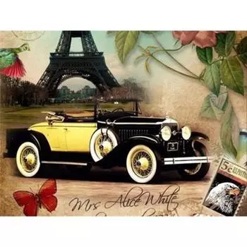 5D DIY Алмазная картина Классические автомобили Полная квадратная мозаика Картина со стразами Домашнее украшение 20X30CM