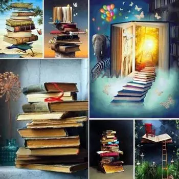 5D DIY Алмазная картина Книга Мир Алмазная вышивка Полный набор Наборы для вышивки крестом Домашний декор Подарки Round 20x30cm