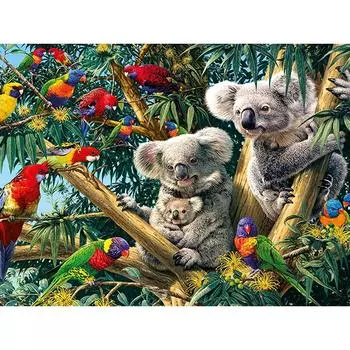 5D DIY Алмазная картина Коала Семья Алмазная вышивка Полный набор мозаики Вышивка крестом Домашний декор Подарки ручной работы Round 20x30cm