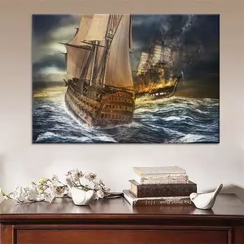 5D DIY Алмазная картина Корабли Морской шторм Сцена битвы Вышивка крестом 20X30CM