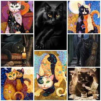 5D DIY Алмазная картина Кошка с татуировками Искусство Алмазная вышивка Стразы Украшения для дома Round 20x30cm