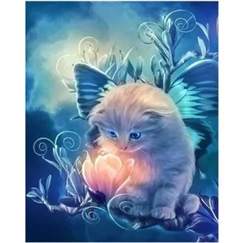 5D Diy Алмазная картина Кошка смотрит на цветы Вышивка крестиком Домашний декор Подарок ручной работы 20X25CM