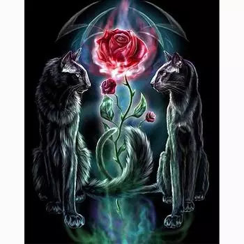 5D DIY Алмазная картина Кошки и Роза Кристалл Вышивка Крестом Рукоделие Мозаика Картина 20X30CM
