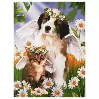 5D DIY Алмазная картина Кот и собака Набор для вышивки крестом Мозаика Алмазная вышивка Роза Полный круглый/квадратный дрель Украшение дома Round 20x30cm