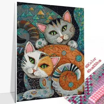 5D DIY Алмазная картина Кот Мультяшная картина из горного хрусталя Вышивка крестом Алмазная вышивка Алмаз 20X30CM
