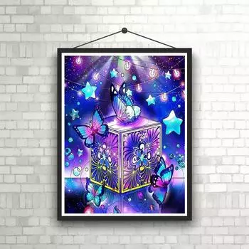 5D DIY Алмазная картина Красивая бабочка Набор для вышивки крестом Мозаика Алмазная вышивка Полный круглый квадратный дрель Украшение дома Round 30x40cm