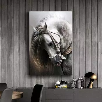 5D Diy Алмазная картина «Красивая белая лошадь», набор для вышивки крестом, полная алмазная вышивка, мозаика, художественная картина, декор из страз, подарок Full Round 30x40cm