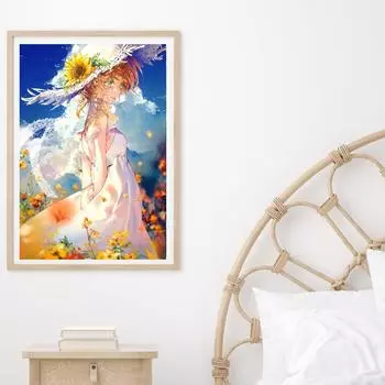 5D DIY Алмазная картина Красивая маленькая девочка Набор для вышивки крестом Мозаика Алмазная вышивка Роза Полный круглый квадратный дрель Украшение дома Square 40x60cm