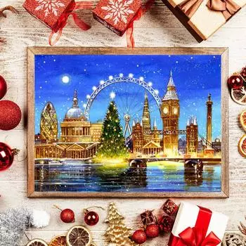 5D DIY Алмазная картина Красивое колесо обозрения Набор для вышивки крестом Мозаика Алмазная вышивка Роза Полный круглый квадратный дрель Украшение дома Round 30x40cm