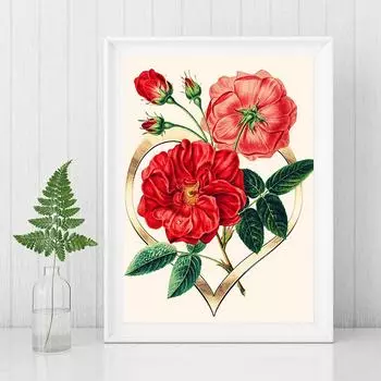 5D DIY Алмазная картина Красивые красные цветы Алмазная вышивка Подарки Полный круглый бриллиант Домашний декор Стены Искусства и ремесла 30*40cm/11.8*15.7in