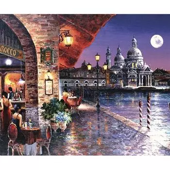 5D DIY Алмазная картина Красивый ночной вид Алмазная вышивка Полный набор мозаики Вышивка крестом Домашний декор Подарки ручной работы Round 20x30cm