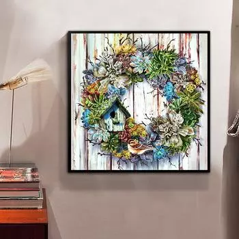 5D Diy Алмазная картина Красивый венок Алмазная вышивка Полный набор аниме Наборы для вышивки крестом Домашний декор Подарок ручной работы Round 40x40cm