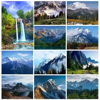 5D DIY Алмазная картина Красивый водопад Алмазная мозаика Алмазная вышивка Полный набор Наборы для вышивки крестом Домашний декор Подарки Round 20x30cm