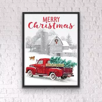 5D DIY Алмазная картина Красная машина Набор для вышивки крестом Мозаика Алмазная вышивка Роза Полный Круг/Квадрат Украшение для дома Round 30x40cm