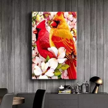 5D Diy Алмазная картина Красная птица Вышивка Мозаика Художественная картина Стразы Декор Подарок Full Round 30x40cm