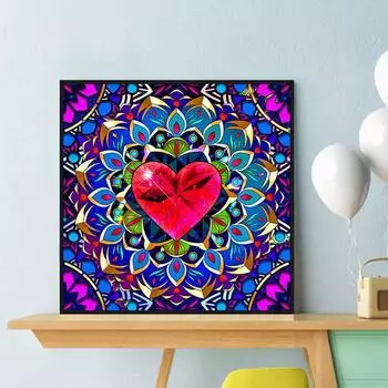 5D Diy Алмазная картина Красное сердце Любовь Алмазная вышивка Полный набор аниме Наборы для вышивки крестом Домашний декор Подарок ручной работы Round 30x30cm