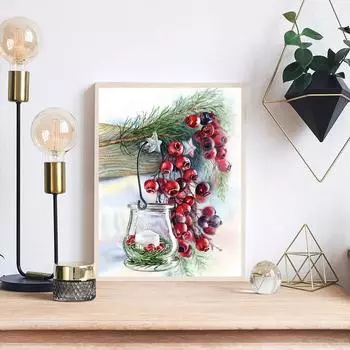 5D DIY Алмазная картина Красные фрукты Набор для вышивки крестом Мозаика Алмазная вышивка Роза Полный круглый квадратный дрель Украшение дома Round 30x40cm