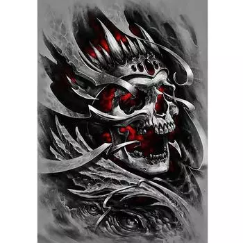 5D DIY Алмазная картина Красный череп Картина Стразы Полный дрель Алмазная вышивка Домашний декор Стены искусства Full Round 20X30CM