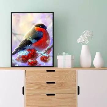 5D Diy Алмазная картина «Красный цветок сливы и красная сорока», набор для вышивки крестом, полная алмазная вышивка, мозаика, художественная картина, декор из страз, подарок Full Round 20x30cm