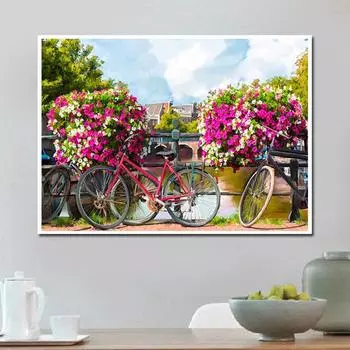 5D DIY Алмазная картина Красный велосипед Вышивка Крестом Горный хрусталь Мозаика Домашний декор 20X30CM