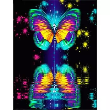 5D Diy Алмазная картина Красочная бабочка Алмазная вышивка Крестом Домашний декор Подарки ручной работы Round 20x30cm
