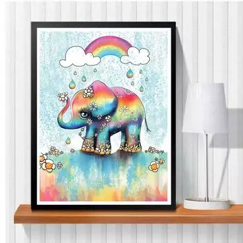 5D DIY Алмазная картина Красочная картина со слоном Набор для вышивки крестом Мозаика Алмазная вышивка Роза Полный круглый/квадратный дрель Украшение дома Round 30x40cm