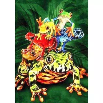 5D Diy Алмазная картина Красочная лягушка Алмазная вышивка Крестом Домашний декор Подарки ручной работы Round 20x30cm