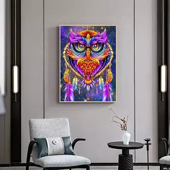 5D Diy Алмазная картина Красочная Сова Набор крестиков Полный Алмазная вышивка Мозаика Художественная картина Стразы Декор Подарок Full Round 20x30cm