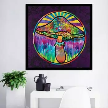 5D Diy Алмазная картина Красочные грибы Алмазная вышивка Полный набор аниме Наборы для вышивки крестом Домашний декор Подарок ручной работы Round 30x30cm