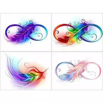 5D DIY Алмазная картина Красочные Волшебные перья Алмазная вышивка Набор для вышивки крестом Полный горный хрусталь Мозаика Домашний декор Round 20x30cm