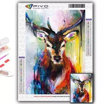 5D Diy Алмазная картина Красочные животные Олень Вышивка крестом Полный Алмазная вышивка Мозаика Full Round 20X30CM