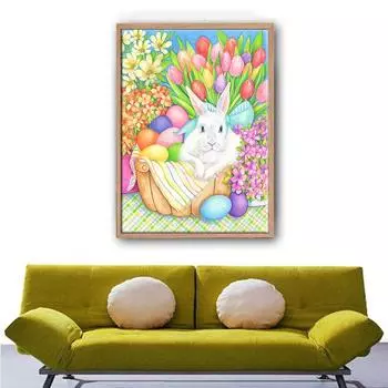5D Diy Алмазная картина Красочный кролик Алмазная вышивка Мозаика Художественная картина Стразы Декор Подарок Full Round 30x40cm