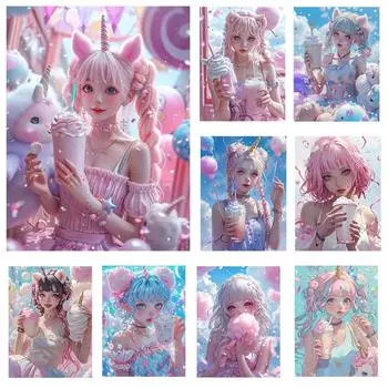 5D DIY Алмазная картина Красочный портрет Вышивка крестом Мозаика Алмазная вышивка красочная сахарная кость девушка Стразы Набор Искусство 5D Full Round 20x30CM