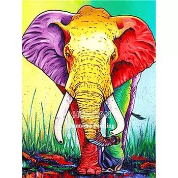 5D DIY Алмазная картина Цветной слон Вышивка крестом Подарок Домашний декор 20X30CM