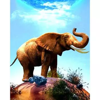 5D DIY Алмазная картина Красочный слон Вышивка Крестом Домашний декор 20X30CM