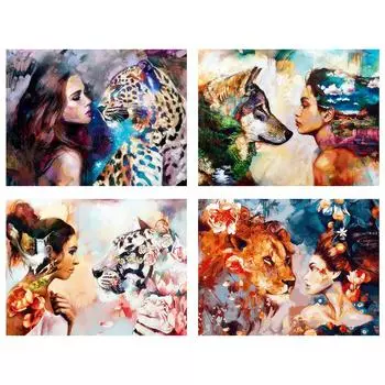5D DIY Алмазная картина Красота и животные Набор для вышивки крестом Круглый/Круг из страз Вышивка Украшение Художественная картина Full Round 20x30CM