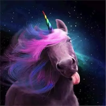 5D Diy Алмазная картина Кривая голова Единорога Вышивка Крестом Домашний декор Подарок ручной работы 25x25cm