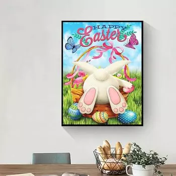 5D Diy Алмазная картина Кролик Белый зад Набор для вышивки крестом Полная Алмазная вышивка Мозаика Искусство Картина Стразы Декор Подарок Full Round 30x40cm